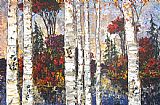 Birches Canvas Paintings - Lake of Birches II